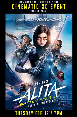PLF: Alita Battle Angel Early 3D Fan Event poster